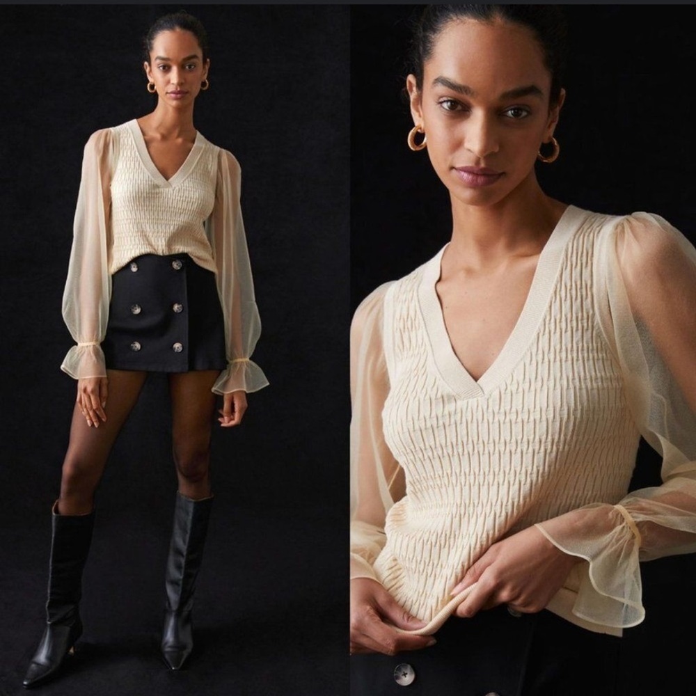 ANTHROPOLOGIE x Maeve Sheer-Sleeve Sweater